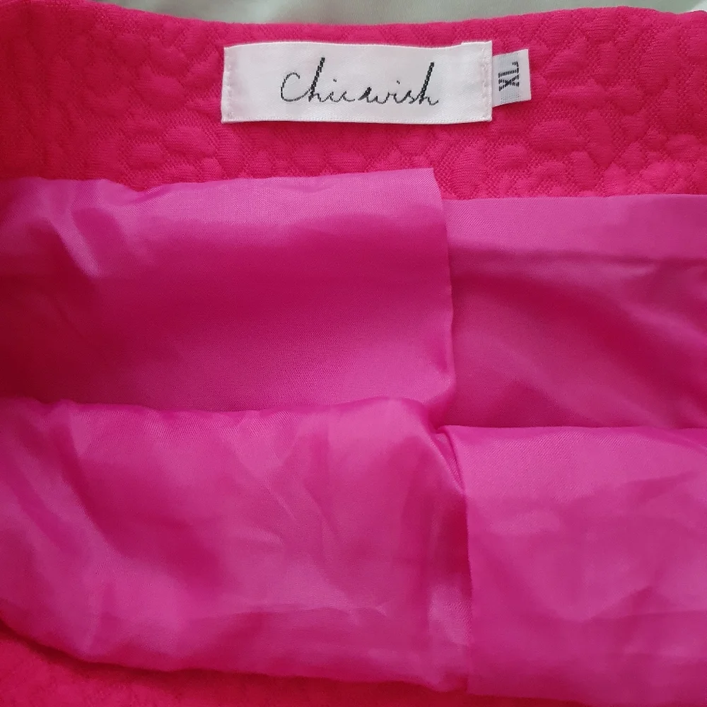 Chic Wish hot pink skirt with embossed rose pattern - size XL - Picture 4 of 5